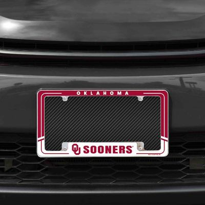 Rico Industries NCAA  Oklahoma Sooners Two-Tone 12" x 6" Chrome All Over Automotive License Plate Frame for Car/Truck/SUV Image 1