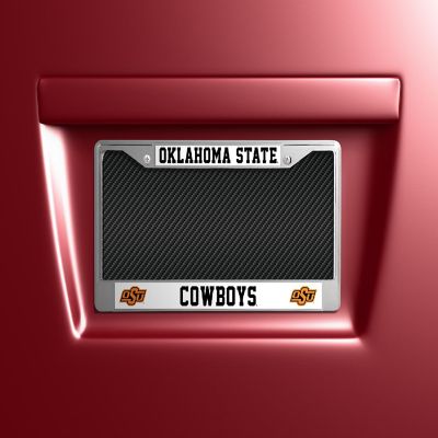 Rico Industries NCAA  Oklahoma State Cowboys Premium 12&quot; x 6&quot; Chrome Frame With Plastic Inserts - Car/Truck/SUV Automobile Accessory Image 1