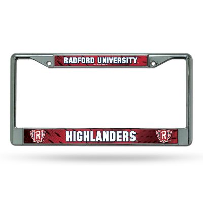 Rico Industries NCAA  Radford  Highlanders  12" x 6" Chrome Frame With Decal Inserts - Car/Truck/SUV Automobile Accessory Image 1