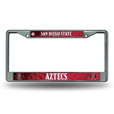 Rico Industries NCAA  San Diego State Aztecs - SDSU  12" x 6" Chrome Frame With Decal Inserts - Car/Truck/SUV Automobile Accessory Image 1