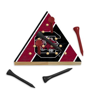 Rico Industries NCAA  South Carolina Gamecocks  4.5" x 4" Wooden Travel Sized Pyramid Game - Toy Peg Games - Triangle - Family Fun Image 1