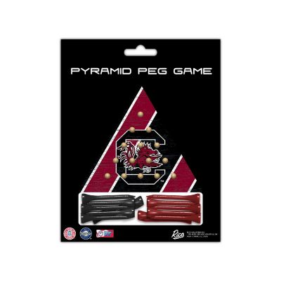 Rico Industries NCAA  South Carolina Gamecocks  4.5" x 4" Wooden Travel Sized Pyramid Game - Toy Peg Games - Triangle - Family Fun Image 2