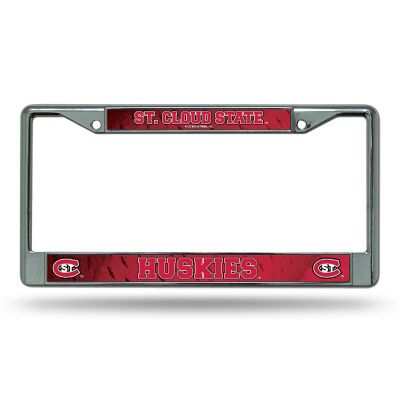 Rico Industries NCAA  St. Cloud State Huskies  12" x 6" Chrome Frame With Decal Inserts - Car/Truck/SUV Automobile Accessory Image 1