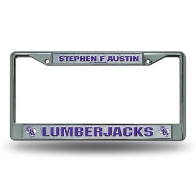 Rico Industries NCAA  Stephen F. Austin Lumberjacks  12" x 6" Chrome Frame With Decal Inserts - Car/Truck/SUV Automobile Accessory Image 1