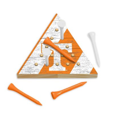 Rico Industries NCAA  Tennessee Volunteers  4.5" x 4" Wooden Travel Sized Pyramid Game - Toy Peg Games - Triangle - Family Fun Image 1