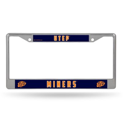 Rico Industries NCAA  Texas-El Paso Miners - UTEP  12" x 6" Chrome Frame With Decal Inserts - Car/Truck/SUV Automobile Accessory Image 1