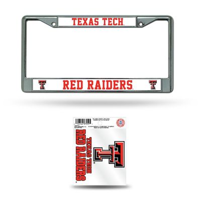 Rico Industries NCAA  Texas Tech Red Raiders  12" x 6" Chrome Frame With Plastic Inserts - Car/Truck/SUV Automobile Accessory Image 1