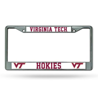 Rico Industries NCAA  Virginia Tech Hokies Premium 12" x 6" Chrome Frame With Plastic Inserts - Car/Truck/SUV Automobile Accessory Image 1