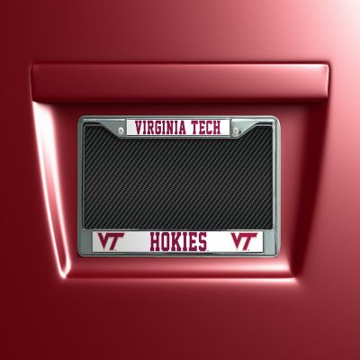 Rico Industries NCAA  Virginia Tech Hokies Premium 12&quot; x 6&quot; Chrome Frame With Plastic Inserts - Car/Truck/SUV Automobile Accessory Image 1