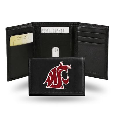 Rico Industries NCAA Washington State Cougars Embroidered Genuine Leather Tri-fold Wallet 3.25" x 4.25" - Slim Image 1