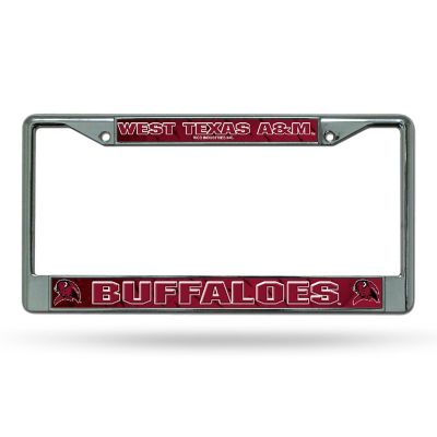 Rico Industries NCAA  West Texas A&m Buffalos  12" x 6" Chrome Frame With Decal Inserts - Car/Truck/SUV Automobile Accessory Image 1