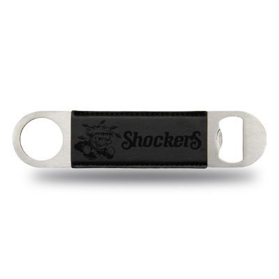 Rico Industries NCAA  Wichita State Shockers Black Faux Leather Laser Engraved Bar Blade - Great Beverage Accessory for Game Day Image 1