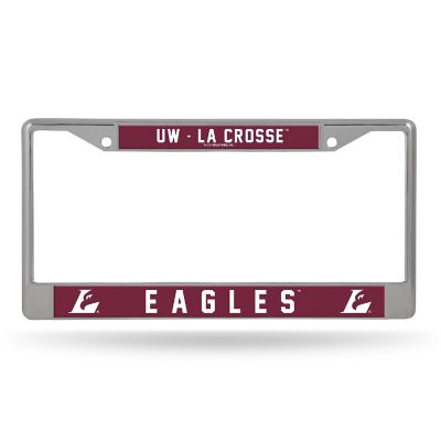 Rico Industries NCAA  Wisconsin-La Crosse Eagles  12" x 6" Chrome Frame With Decal Inserts - Car/Truck/SUV Automobile Accessory Image 1