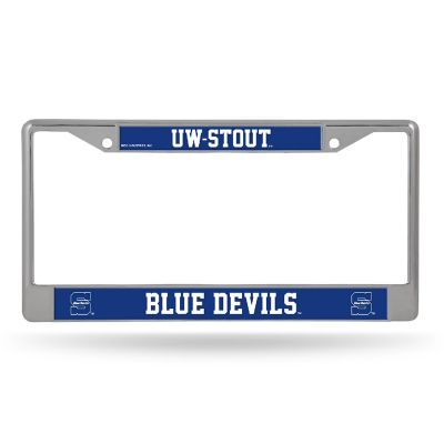 Rico Industries NCAA  Wisconsin-Stout Blue Devils Standard 12" x 6" Chrome Frame With Decal Inserts - Car/Truck/SUV Automobile Accessory Image 1