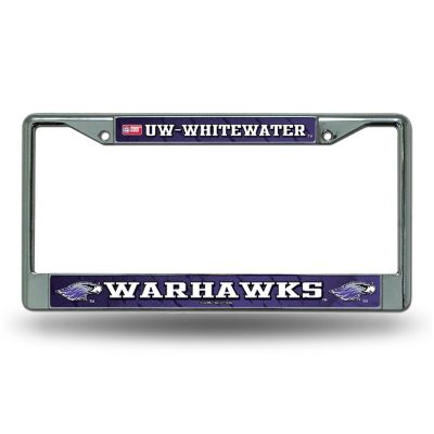Rico Industries NCAA  Wisconsin-Whitewater Warhawks Standard 12" x 6" Chrome Frame With Decal Inserts - Car/Truck/SUV Automobile Accessory Image 1