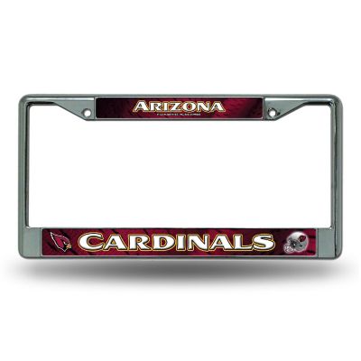Rico Industries NFL Football Arizona Cardinals  12" x 6" Chrome Frame With Decal Inserts - Car/Truck/SUV Automobile Accessory Image 1