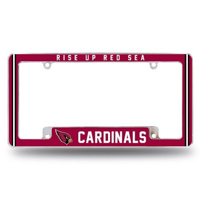 Rico Industries NFL Football Arizona Cardinals Rise Up Red Sea 12" x 6" Chrome All Over Automotive License Plate Frame for Car/Truck/SUV Image 1