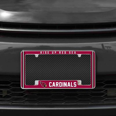 Rico Industries NFL Football Arizona Cardinals Rise Up Red Sea 12" x 6" Chrome All Over Automotive License Plate Frame for Car/Truck/SUV Image 1