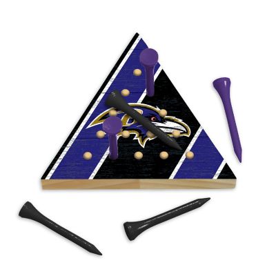 Rico Industries NFL Football Baltimore Ravens  4.5" x 4" Wooden Travel Sized Pyramid Game - Toy Peg Games - Triangle - Family Fun Image 1