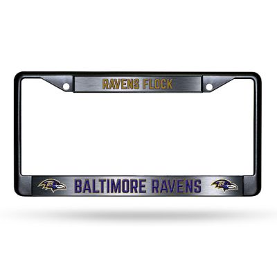 Rico Industries NFL Football Baltimore Ravens Black Game Day Black Chrome Frame with Printed Inserts 12" x 6" Car/Truck Auto Accessory Image 1