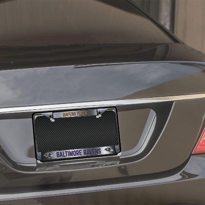 Rico Industries NFL Football Baltimore Ravens Black Game Day Black Chrome Frame with Printed Inserts 12" x 6" Car/Truck Auto Accessory Image 1