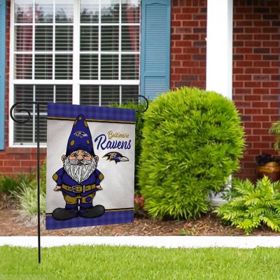 Rico Industries NFL Football Baltimore Ravens Gnome Spring 13" x 18" Double Sided Garden Flag Image 1
