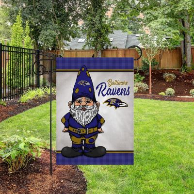 Rico Industries NFL Football Baltimore Ravens Gnome Spring 13" x 18" Double Sided Garden Flag Image 2