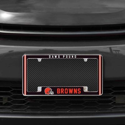Rico Industries NFL Football Cleveland Browns Dawg Pound 12" x 6" Chrome All Over Automotive License Plate Frame for Car/Truck/SUV Image 1