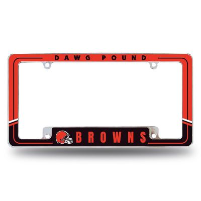 Rico Industries NFL Football Cleveland Browns Two-Tone 12" x 6" Chrome All Over Automotive License Plate Frame for Car/Truck/SUV Image 1