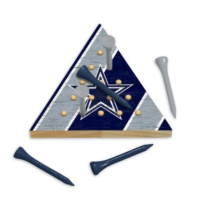 Rico Industries NFL Football Dallas Cowboys  4.5" x 4" Wooden Travel Sized Pyramid Game - Toy Peg Games - Triangle - Family Fun Image 1