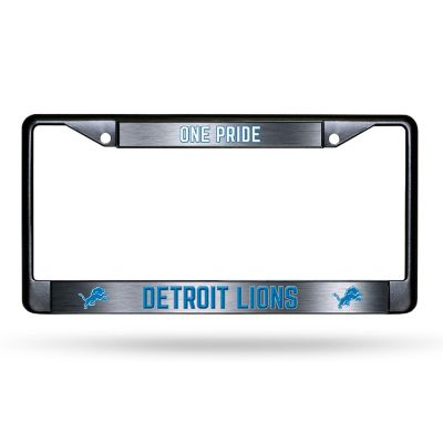 Rico Industries NFL Football Detroit Lions Black Game Day Black Chrome Frame with Printed Inserts 12" x 6" Car/Truck Auto Accessory Image 1