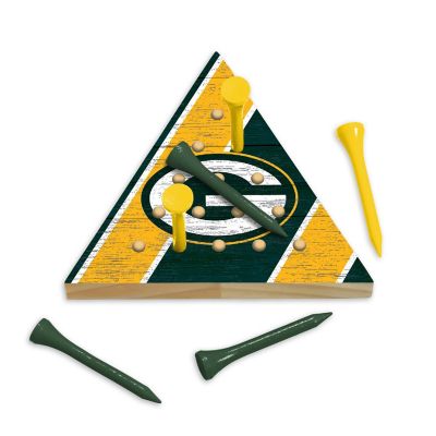 Rico Industries NFL Football Green Bay Packers  4.5" x 4" Wooden Travel Sized Pyramid Game - Toy Peg Games - Triangle - Family Fun Image 1