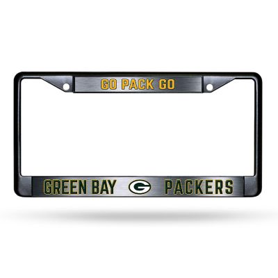 Rico Industries NFL Football Green Bay Packers Black Game Day Black Chrome Frame with Printed Inserts 12" x 6" Car/Truck Auto Accessory Image 1