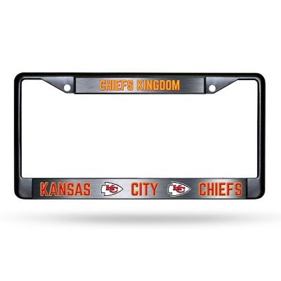 Rico Industries NFL Football Kansas City Chiefs Chiefs Kingdom Black Chrome Frame with Printed Inserts 12" x 6" Car/Truck Auto Accessory Image 1