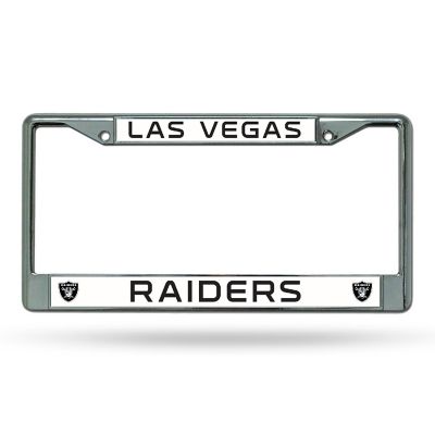 Rico Industries NFL Football Las Vegas Raiders Premium 12" x 6" Chrome Frame With Plastic Inserts - Car/Truck/SUV Automobile Accessory Image 1