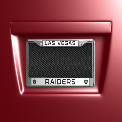 Rico Industries NFL Football Las Vegas Raiders Premium 12" x 6" Chrome Frame With Plastic Inserts - Car/Truck/SUV Automobile Accessory Image 1
