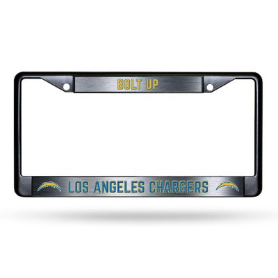 Rico Industries NFL Football Los Angeles Chargers Black Game Day Black Chrome Frame with Printed Inserts 12" x 6" Car/Truck Auto Accessory Image 1