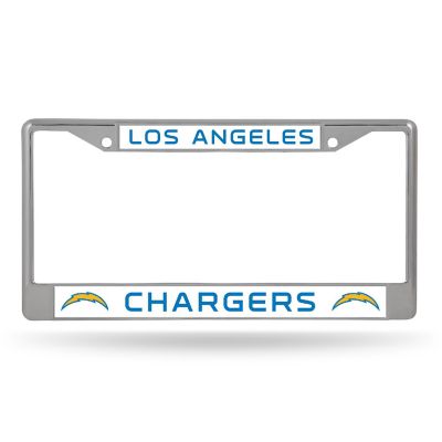 Rico Industries NFL Football Los Angeles Chargers Premium 12" x 6" Chrome Frame With Plastic Inserts - Car/Truck/SUV Automobile Accessory Image 1