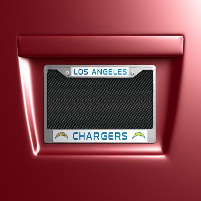 Rico Industries NFL Football Los Angeles Chargers Premium 12" x 6" Chrome Frame With Plastic Inserts - Car/Truck/SUV Automobile Accessory Image 1