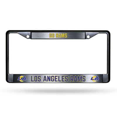 Rico Industries NFL Football Los Angeles Rams Black Game Day Black Chrome Frame with Printed Inserts 12" x 6" Car/Truck Auto Accessory Image 1