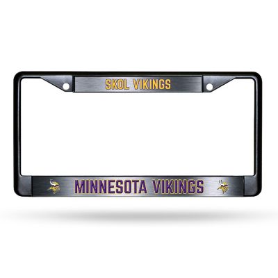 Rico Industries NFL Football Minnesota Vikings Black Game Day Black Chrome Frame with Printed Inserts 12" x 6" Car/Truck Auto Accessory Image 1