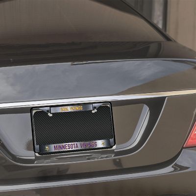 Rico Industries NFL Football Minnesota Vikings Black Game Day Black Chrome Frame with Printed Inserts 12" x 6" Car/Truck Auto Accessory Image 1
