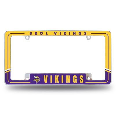 Rico Industries NFL Football Minnesota Vikings Two-Tone 12" x 6" Chrome All Over Automotive License Plate Frame for Car/Truck/SUV Image 1