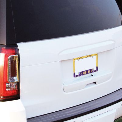 Rico Industries NFL Football Minnesota Vikings Two-Tone 12" x 6" Chrome All Over Automotive License Plate Frame for Car/Truck/SUV Image 3