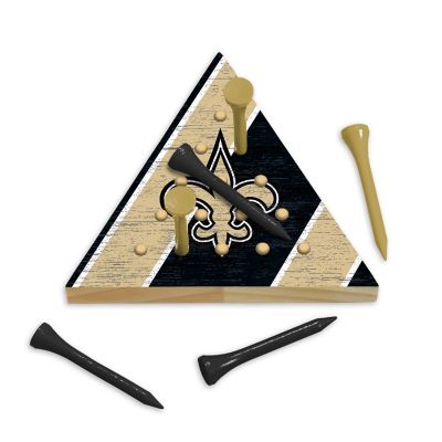 Rico Industries NFL Football New Orleans Saints  4.5" x 4" Wooden Travel Sized Pyramid Game - Toy Peg Games - Triangle - Family Fun Image 1