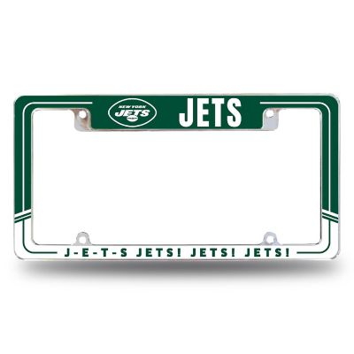 Rico Industries NFL Football New York Jets Two-Tone 12" x 6" Chrome All Over Automotive License Plate Frame for Car/Truck/SUV Image 1