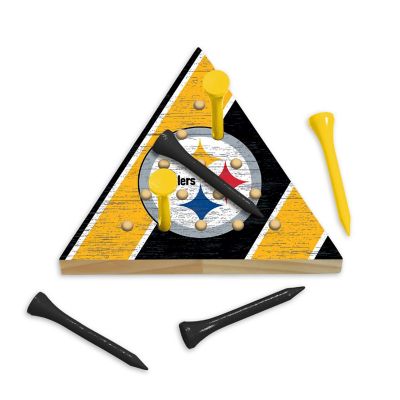 Rico Industries NFL Football Pittsburgh Steelers  4.5" x 4" Wooden Travel Sized Pyramid Game - Toy Peg Games - Triangle - Family Fun Image 1