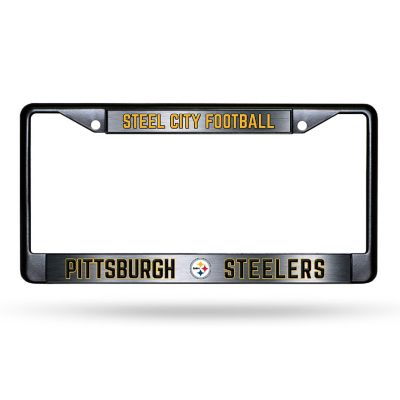 Rico Industries NFL Football Pittsburgh Steelers Black Game Day Black Chrome Frame with Printed Inserts 12" x 6" Car/Truck Auto Accessory Image 1