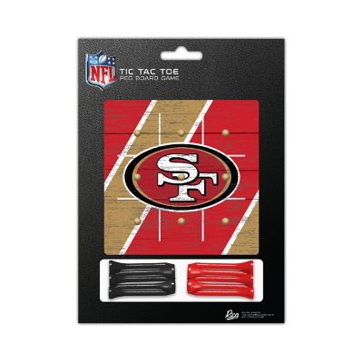 Rico Industries NFL Football San Francisco 49ers  4.25" x 4.25" Wooden Travel Sized Tic Tac Toe Game - Toy Peg Games - Family Fun Image 2