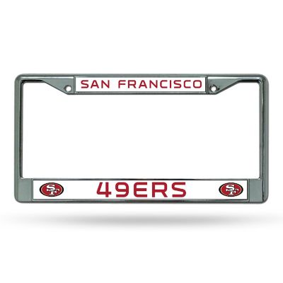 Rico Industries NFL Football San Francisco 49ers Premium 12" x 6" Chrome Frame With Plastic Inserts - Car/Truck/SUV Automobile Accessory Image 1